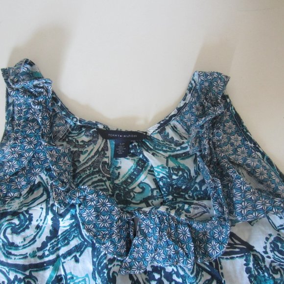 TOMMY HILFIGER Women's Sleeveless Pullover Top Size S/P Blue Pattern --- - Picture 7 of 9